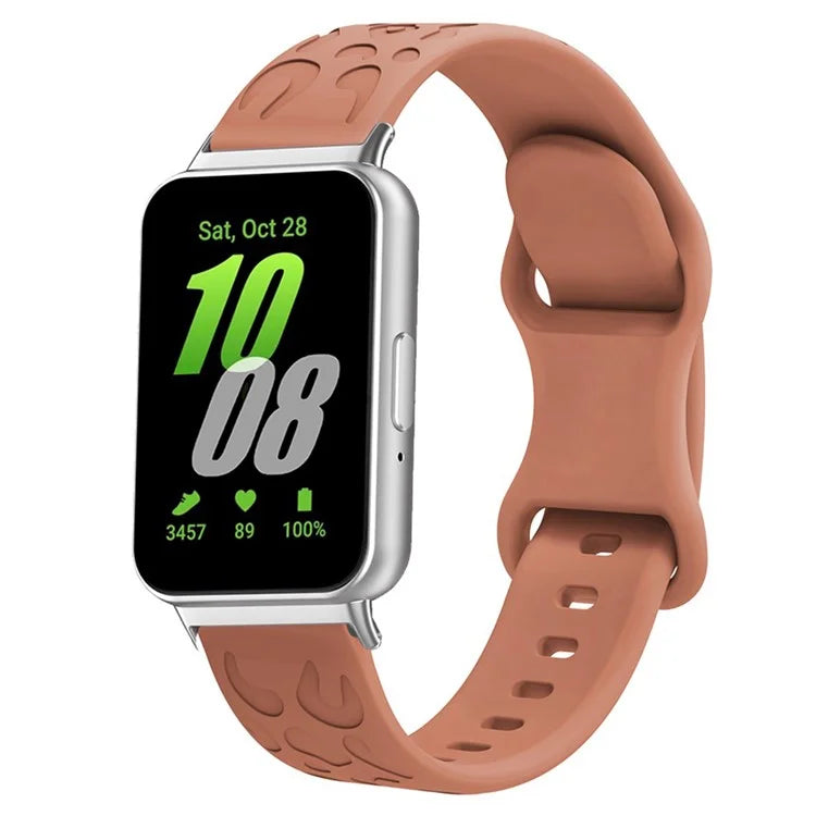 For Samsung Galaxy Fit Silicone Watchband Leopard Printed Replacement Watch Strap