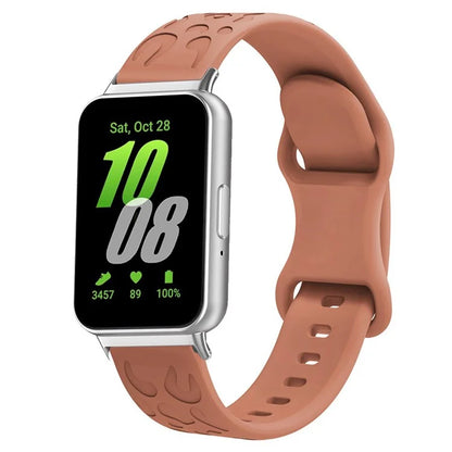 For Samsung Galaxy Fit Silicone Watchband Leopard Printed Replacement Watch Strap