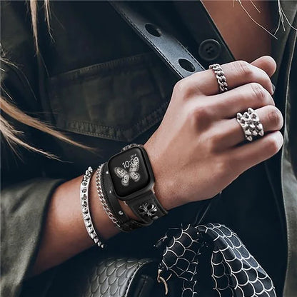 M / L Size For Apple Watch Ultra Ultra 2 49mm / 9 8 7 45mm / 6 5 4 SE SE (2022) SE (2023) 44mm / 3 2 1 42mm Cowhide Strap Punk Style Watch Band