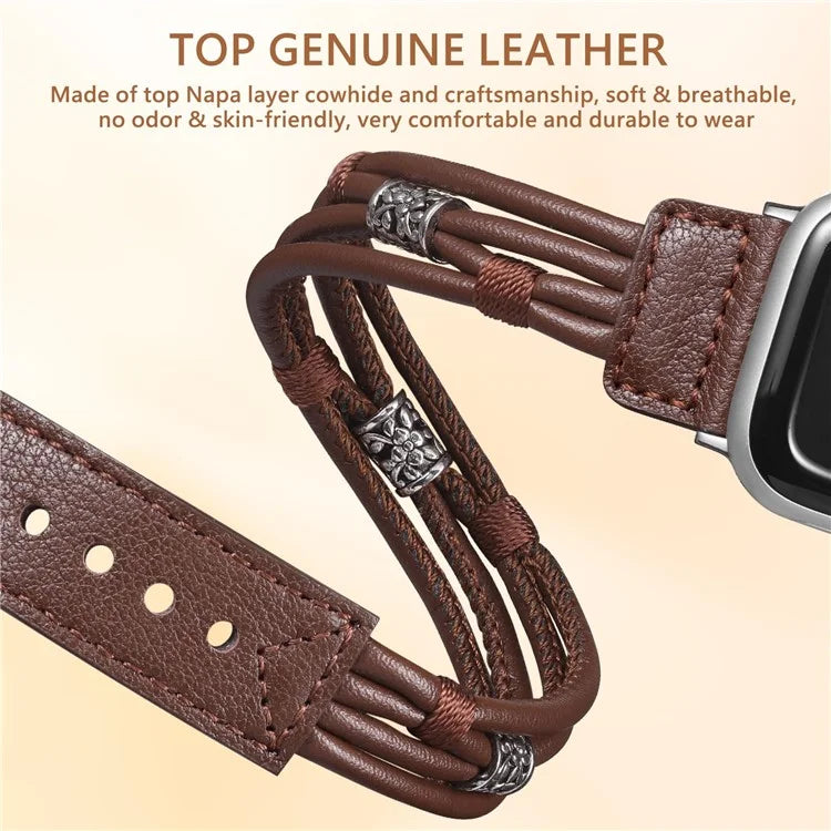 M / L Size Ethnic Style Strap for Apple Watch Ultra Ultra 2 49mm / 9 8 7 45mm / 6 5 4 SE SE (2022) SE (2023) 44mm / 3 2 1 42mm Cowhide Watch Band