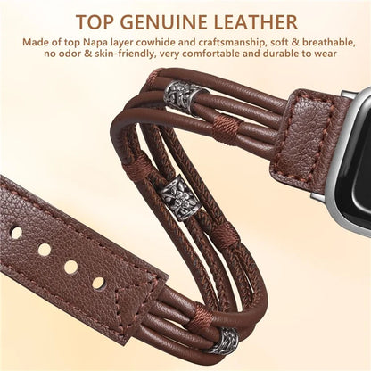 M / L Size Ethnic Style Strap for Apple Watch Ultra Ultra 2 49mm / 9 8 7 45mm / 6 5 4 SE SE (2022) SE (2023) 44mm / 3 2 1 42mm Cowhide Watch Band
