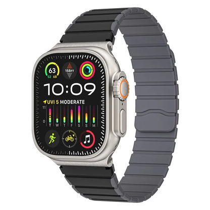 For Apple Watch Ultra 2 Ultra 49mm  /  9 8 7 45mm  /  6 5 4 SE (2023) SE (2022) SE 44mm  /  3 2 1 42mm Magnetic Silicone Watch Band