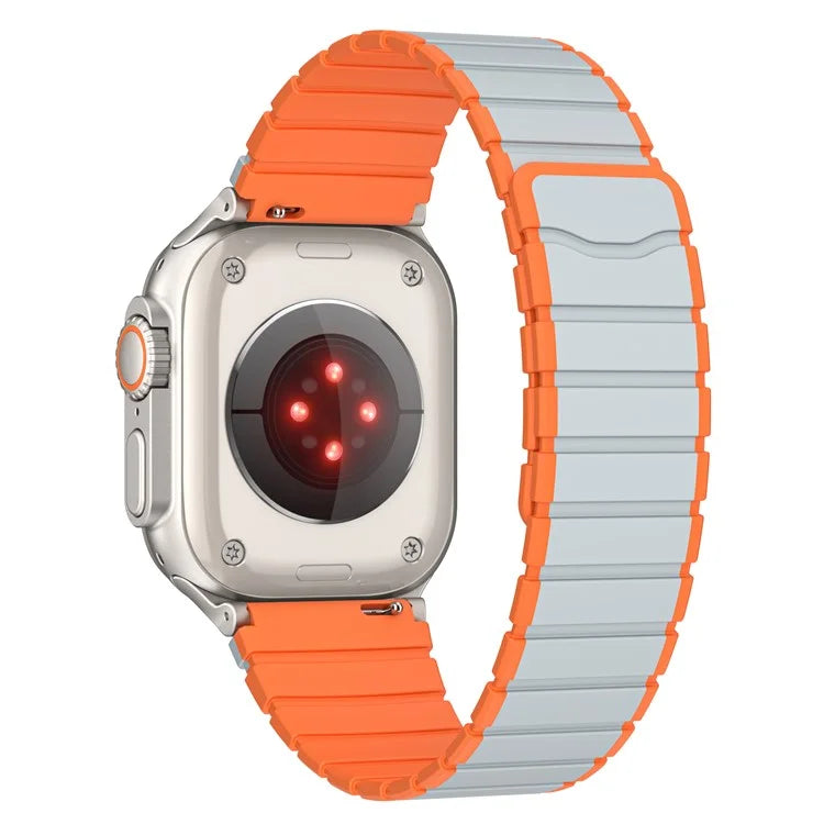 For Apple Watch Ultra 2 Ultra 49mm  /  9 8 7 45mm  /  6 5 4 SE (2023) SE (2022) SE 44mm  /  3 2 1 42mm Magnetic Silicone Watch Band
