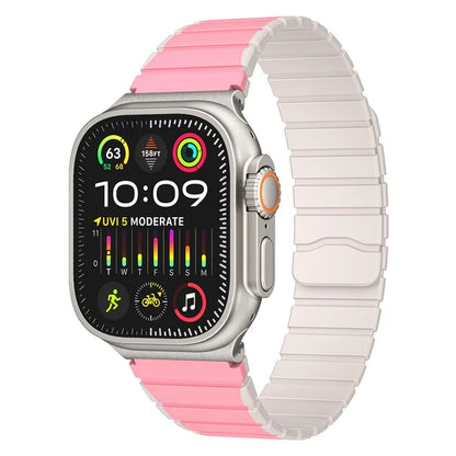 For Apple Watch Ultra 2 Ultra 49mm  /  9 8 7 45mm  /  6 5 4 SE (2023) SE (2022) SE 44mm  /  3 2 1 42mm Magnetic Silicone Watch Band