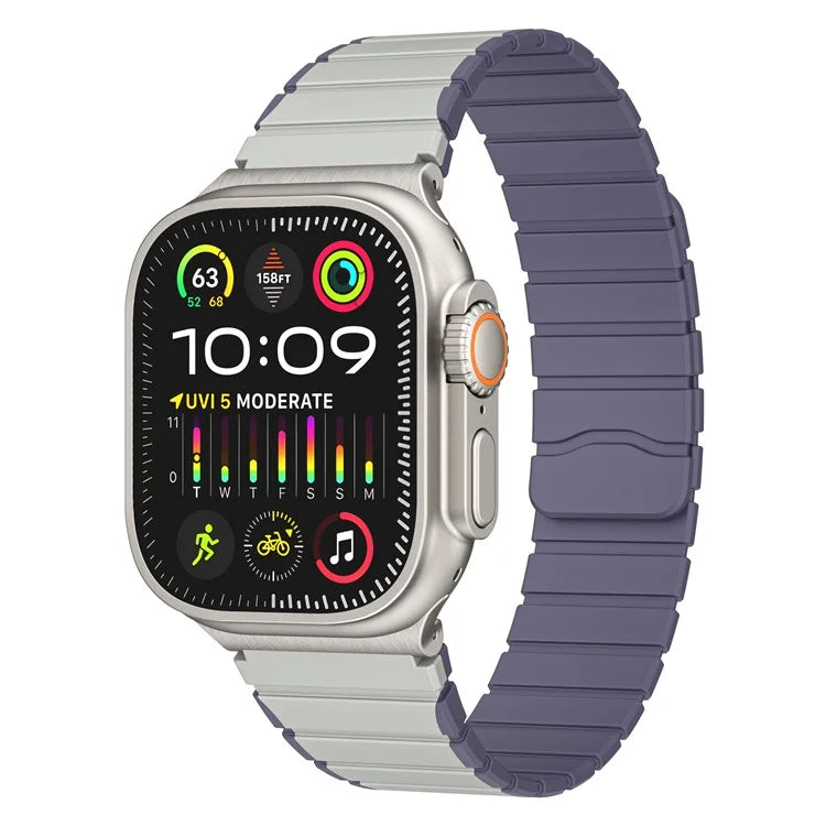 For Apple Watch Ultra 2 Ultra 49mm  /  9 8 7 45mm  /  6 5 4 SE (2023) SE (2022) SE 44mm  /  3 2 1 42mm Magnetic Silicone Watch Band