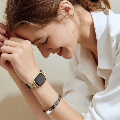 For Apple Watch Ultra 2 Ultra 49mm / 9 8 7 45mm / 6 5 4 SE (2023) SE (2022) SE 44mm / 3 2 1 42mm Replacement Strap (Electroplated Buckle)