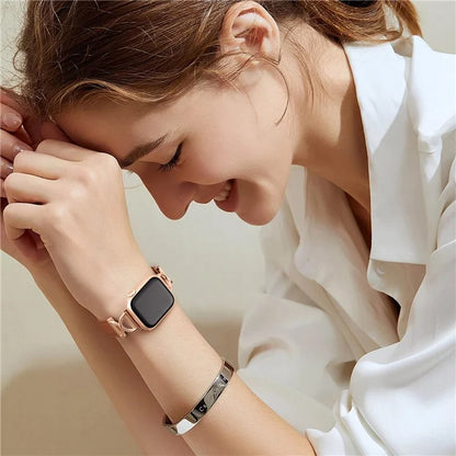 For Apple Watch Ultra 2 Ultra 49mm / 9 8 7 45mm / 6 5 4 SE (2023) SE (2022) SE 44mm / 3 2 1 42mm Replacement Strap (Electroplated Buckle)