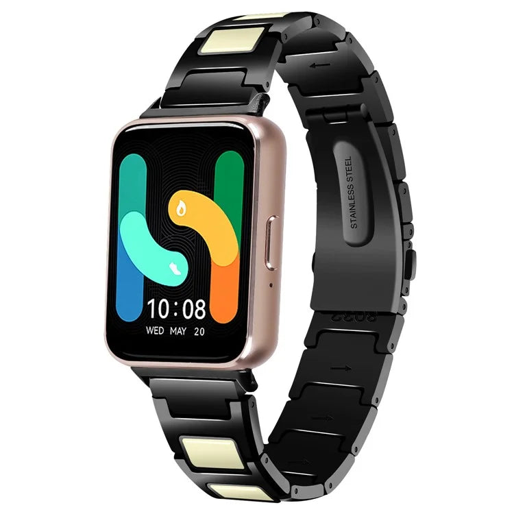 For Samsung Galaxy Fit3 SM-R390 Watch Strap Adjustable Metal Watch Band Fit for 5.2 inch-8.6 Inch- Silver+Black