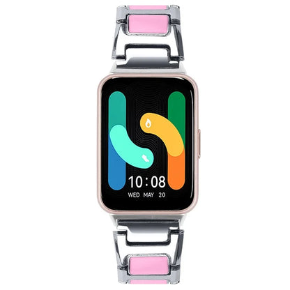 For Samsung Galaxy Fit3 SM-R390 Watch Strap Adjustable Metal Watch Band Fit for 5.2 inch-8.6 inchSilver+Pink