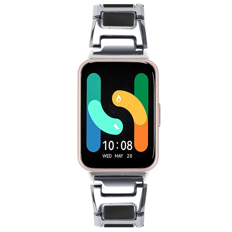 For Samsung Galaxy Fit3 SM-R390 Watch Strap Adjustable Metal Watch Band Fit for 5.2 inch-8.6 inchBlack+White