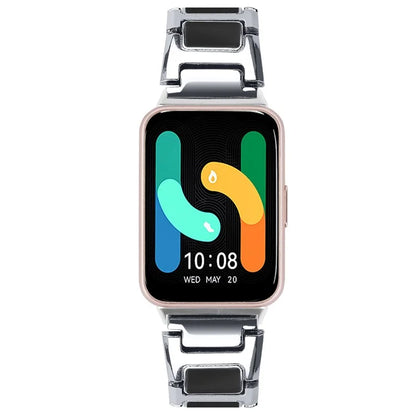 For Samsung Galaxy Fit3 SM-R390 Watch Strap Adjustable Metal Watch Band Fit for 5.2 inch-8.6 inchBlack+White