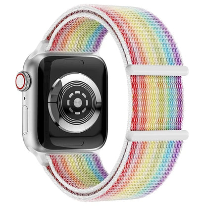 For Apple Watch Series 9 8 7 41mm / 6 5 4 SE (2023) SE (2022) SE 40mm / 3 2 1 38mm Nylon Watch Band Adjustable Magic Tape Strap