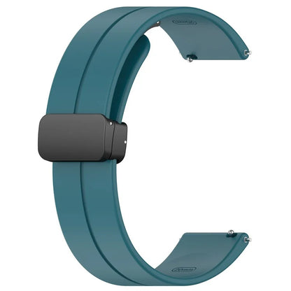 For Huawei / Samsung Universal 22mm Smartwatch Strap Magnetic Folding Buckle Silicone Bandish Green