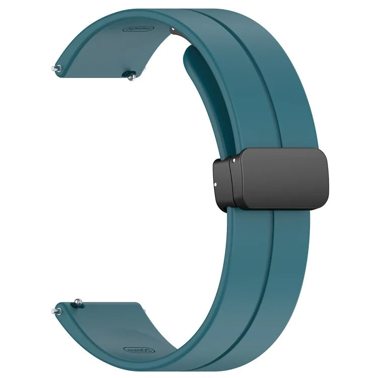 For Huawei / Samsung Universal 22mm Smartwatch Strap Magnetic Folding Buckle Silicone Bandish Green