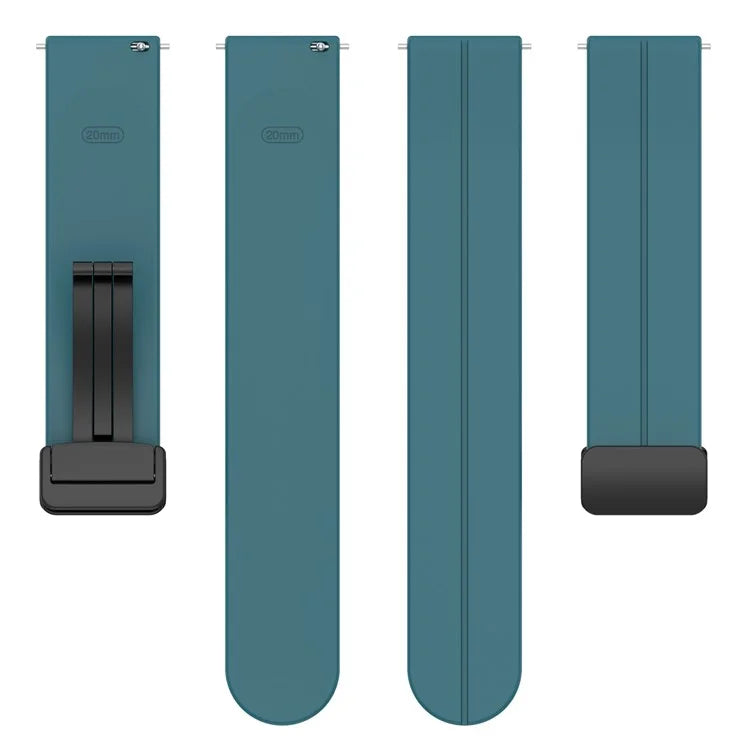 For Huawei / Samsung Universal 22mm Smartwatch Strap Magnetic Folding Buckle Silicone Bandish Green