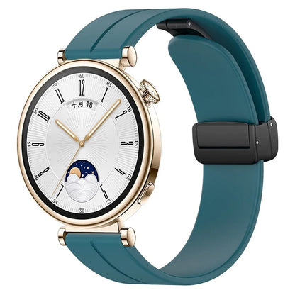 For Huawei / Samsung Universal 22mm Smartwatch Strap Magnetic Folding Buckle Silicone Bandish Green
