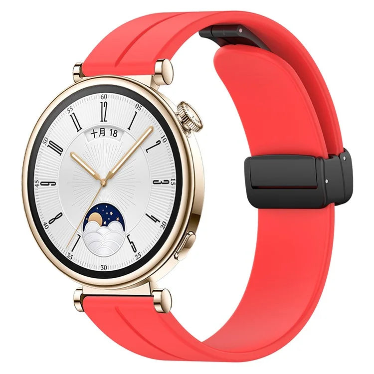 For Huawei Watch GT 4 41mm / Garmin Venu 3S 18mm Watch Band Silicone Watch Strap with Folding Buckle