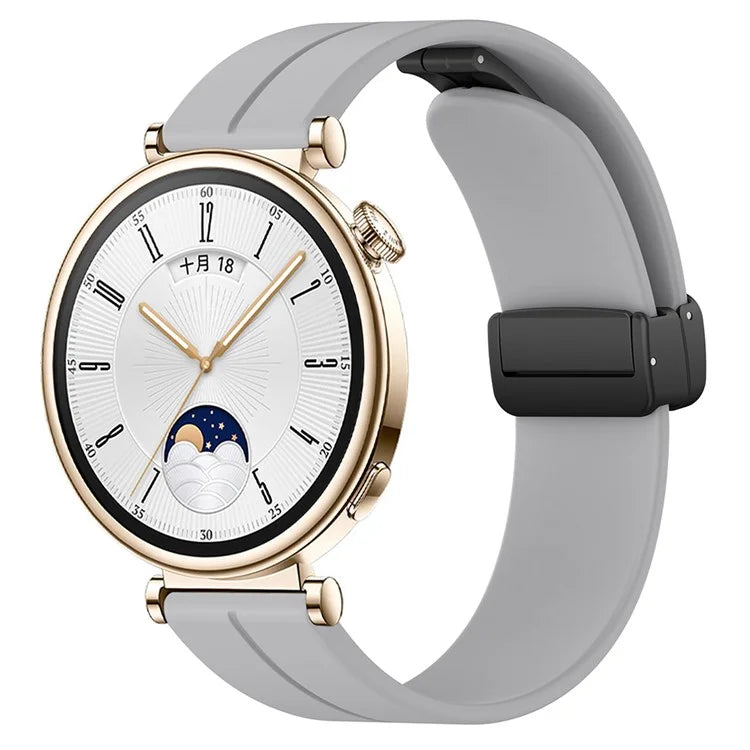 For Huawei Watch GT 4 41mm / Garmin Venu 3S 18mm Watch Band Silicone Watch Strap with Folding Buckle