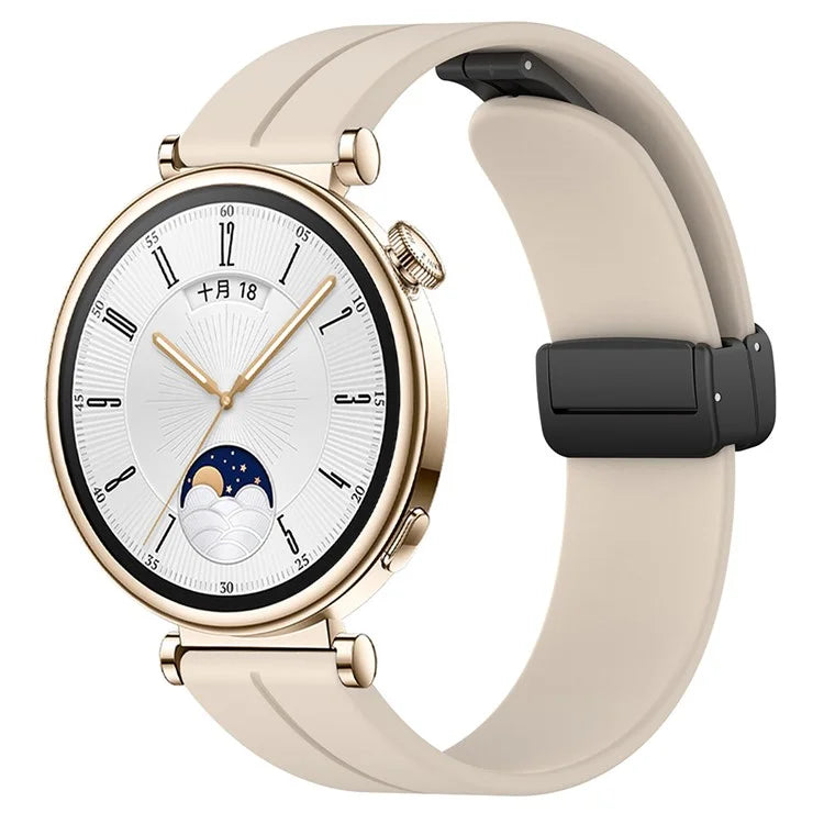 For Huawei Watch GT 4 41mm / Garmin Venu 3S 18mm Watch Band Silicone Watch Strap with Folding Buckle