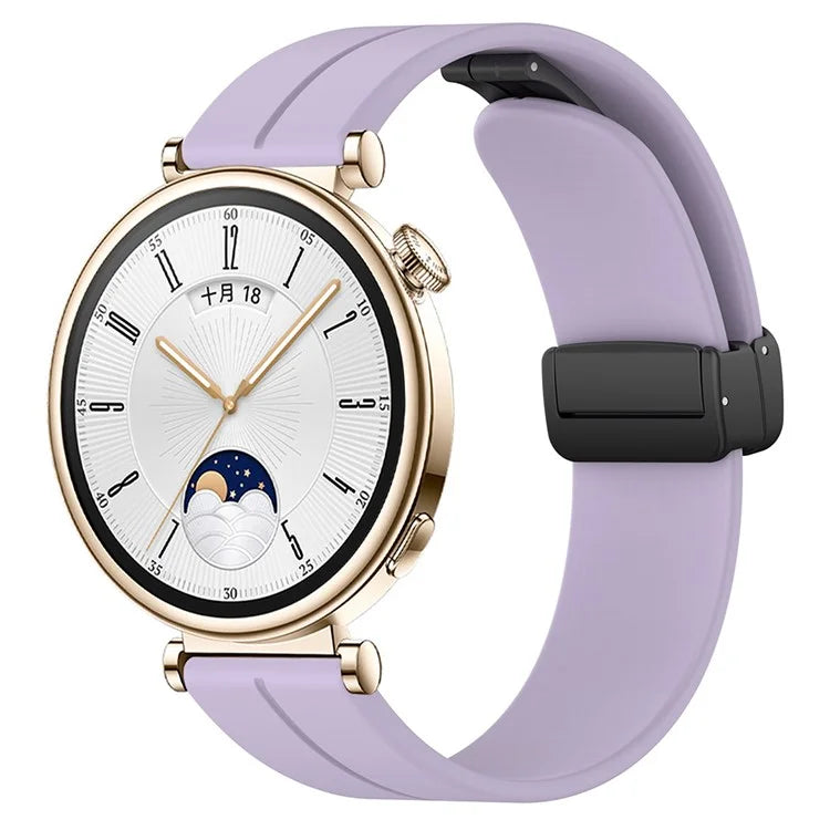 For Huawei Watch GT 4 41mm / Garmin Venu 3S 18mm Watch Band Silicone Watch Strap with Folding Buckle