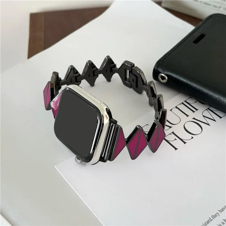 For Apple Watch Series 9 8 7 41mm / 6 5 4 SE (2022) SE (2023) SE 40mm / 3 2 1 38mm Watch Band Zinc Alloy Epoxy Strap