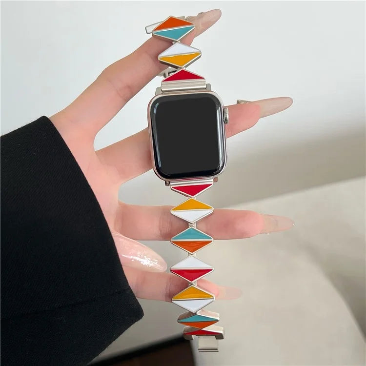 For Apple Watch Series 9 8 7 41mm / 6 5 4 SE (2022) SE (2023) SE 40mm / 3 2 1 38mm Watch Band Zinc Alloy Epoxy Strap