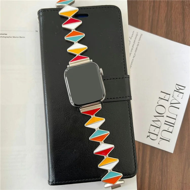 For Apple Watch Series 9 8 7 41mm / 6 5 4 SE (2022) SE (2023) SE 40mm / 3 2 1 38mm Watch Band Zinc Alloy Epoxy Strap