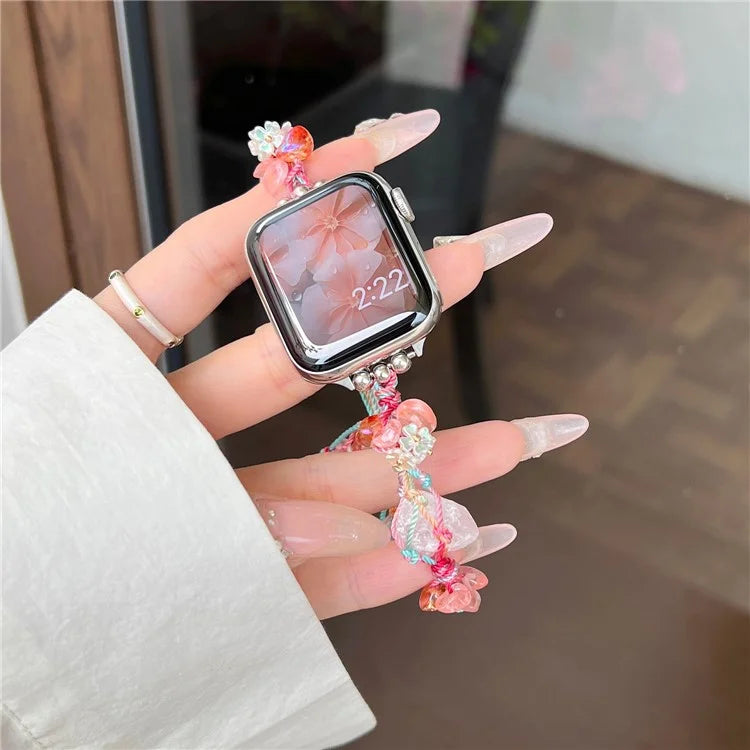 Drawstring Strap for Apple Watch Ultra 2 Ultra 49mm / 9 8 7 45mm / 6 5 4 SE (2023) SE (2022) SE 44mm / 3 2 1 42mm Color Stone Rope Band