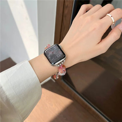 Drawstring Strap for Apple Watch Ultra 2 Ultra 49mm / 9 8 7 45mm / 6 5 4 SE (2023) SE (2022) SE 44mm / 3 2 1 42mm Color Stone Rope Band