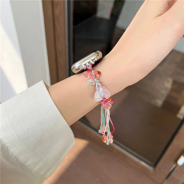 Drawstring Strap for Apple Watch Ultra 2 Ultra 49mm / 9 8 7 45mm / 6 5 4 SE (2023) SE (2022) SE 44mm / 3 2 1 42mm Color Stone Rope Band