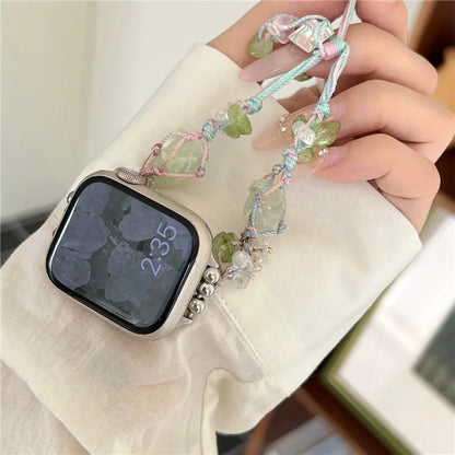 Drawstring Strap for Apple Watch Ultra 2 Ultra 49mm / 9 8 7 45mm / 6 5 4 SE (2023) SE (2022) SE 44mm / 3 2 1 42mm Color Stone Rope Band