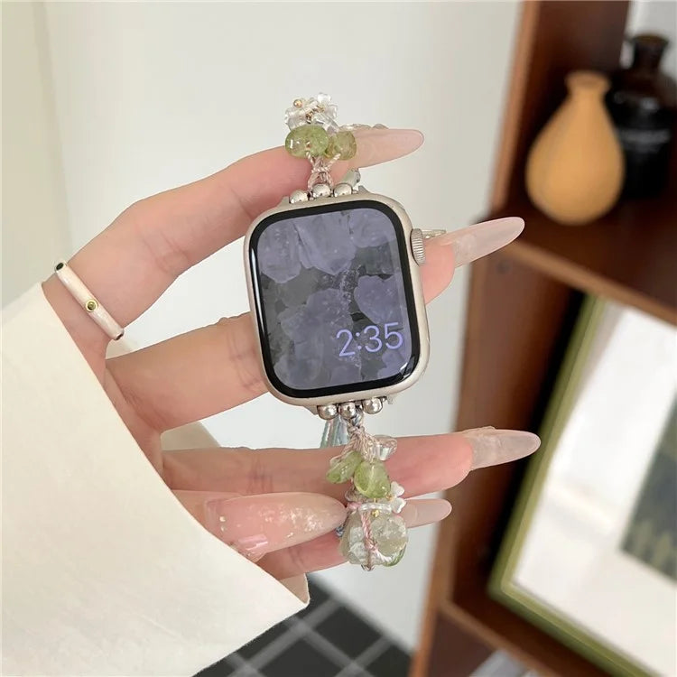 Drawstring Strap for Apple Watch Ultra 2 Ultra 49mm / 9 8 7 45mm / 6 5 4 SE (2023) SE (2022) SE 44mm / 3 2 1 42mm Color Stone Rope Band
