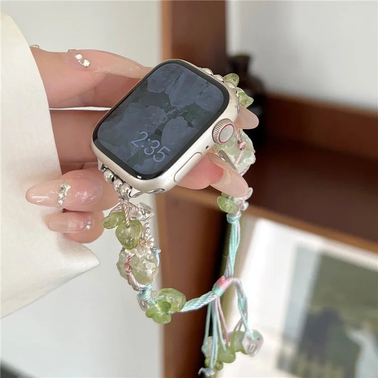 Drawstring Strap for Apple Watch Ultra 2 Ultra 49mm / 9 8 7 45mm / 6 5 4 SE (2023) SE (2022) SE 44mm / 3 2 1 42mm Color Stone Rope Band