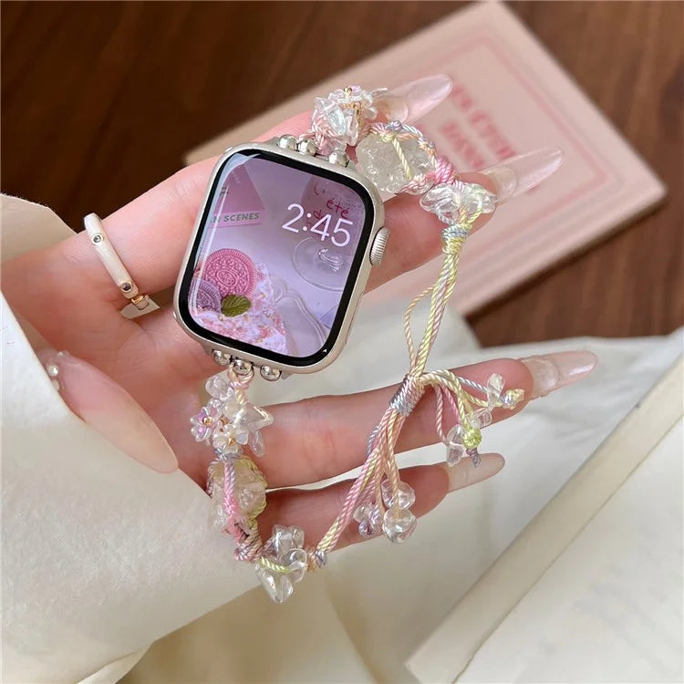 Drawstring Strap for Apple Watch Ultra 2 Ultra 49mm / 9 8 7 45mm / 6 5 4 SE (2023) SE (2022) SE 44mm / 3 2 1 42mm Color Stone Rope Band
