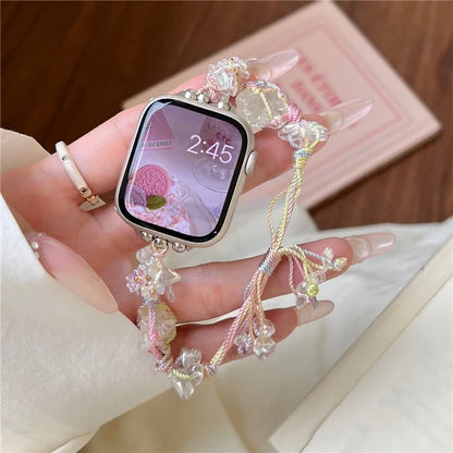 Drawstring Strap for Apple Watch Ultra 2 Ultra 49mm / 9 8 7 45mm / 6 5 4 SE (2023) SE (2022) SE 44mm / 3 2 1 42mm Color Stone Rope Band