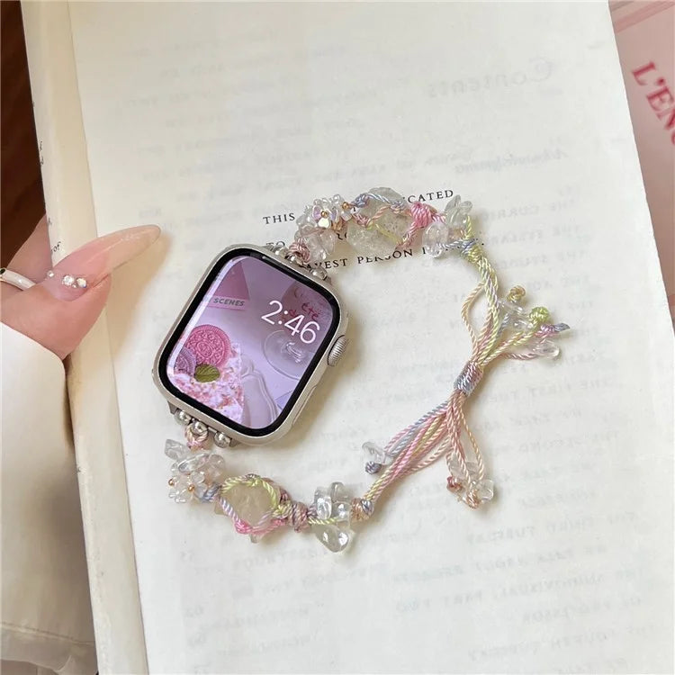 Drawstring Strap for Apple Watch Ultra 2 Ultra 49mm / 9 8 7 45mm / 6 5 4 SE (2023) SE (2022) SE 44mm / 3 2 1 42mm Color Stone Rope Band
