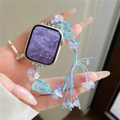 Drawstring Strap for Apple Watch Ultra 2 Ultra 49mm / 9 8 7 45mm / 6 5 4 SE (2023) SE (2022) SE 44mm / 3 2 1 42mm Color Stone Rope Band