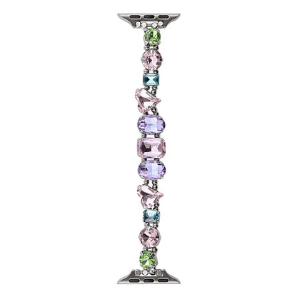 For Apple Watch Series 7 8 9 41mm / 6 5 4 SE (2022) SE (2023) SE 40mm / 3 2 1 38mm Glass Diamond Decor Watch Strap