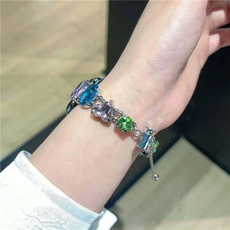 For Apple Watch Series 7 8 9 41mm / 6 5 4 SE (2022) SE (2023) SE 40mm / 3 2 1 38mm Glass Diamond Decor Watch Strap