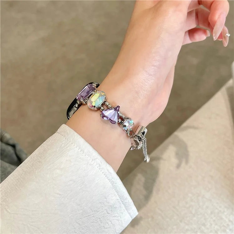 For Apple Watch Series 7 8 9 41mm / 6 5 4 SE (2022) SE (2023) SE 40mm / 3 2 1 38mm Glass Diamond Decor Watch Strap