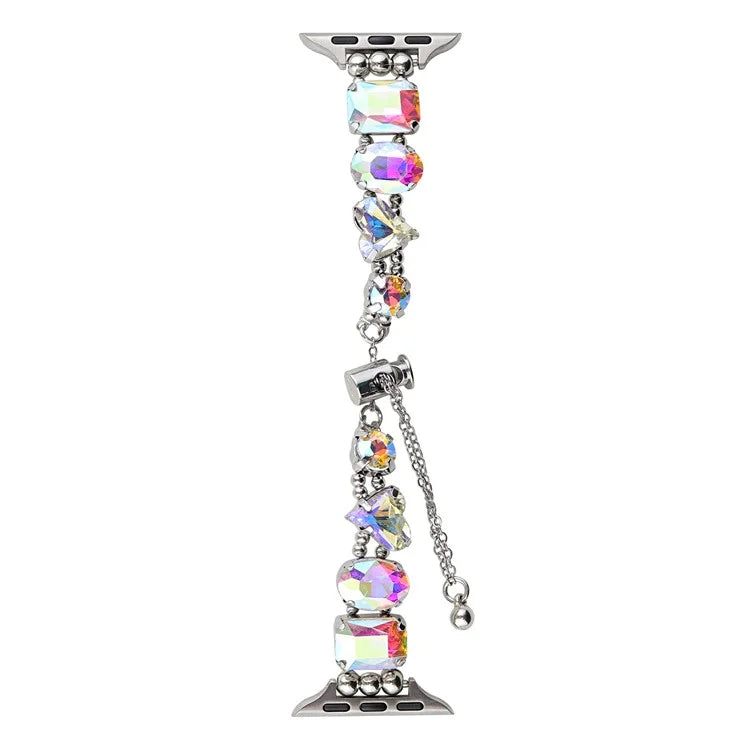 For Apple Watch Series 7 8 9 41mm / 6 5 4 SE (2022) SE (2023) SE 40mm / 3 2 1 38mm Glass Diamond Decor Watch Strap
