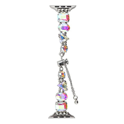 For Apple Watch Series 7 8 9 41mm / 6 5 4 SE (2022) SE (2023) SE 40mm / 3 2 1 38mm Glass Diamond Decor Watch Strap
