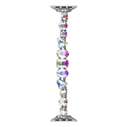 For Apple Watch Series 7 8 9 41mm / 6 5 4 SE (2022) SE (2023) SE 40mm / 3 2 1 38mm Glass Diamond Decor Watch Strap