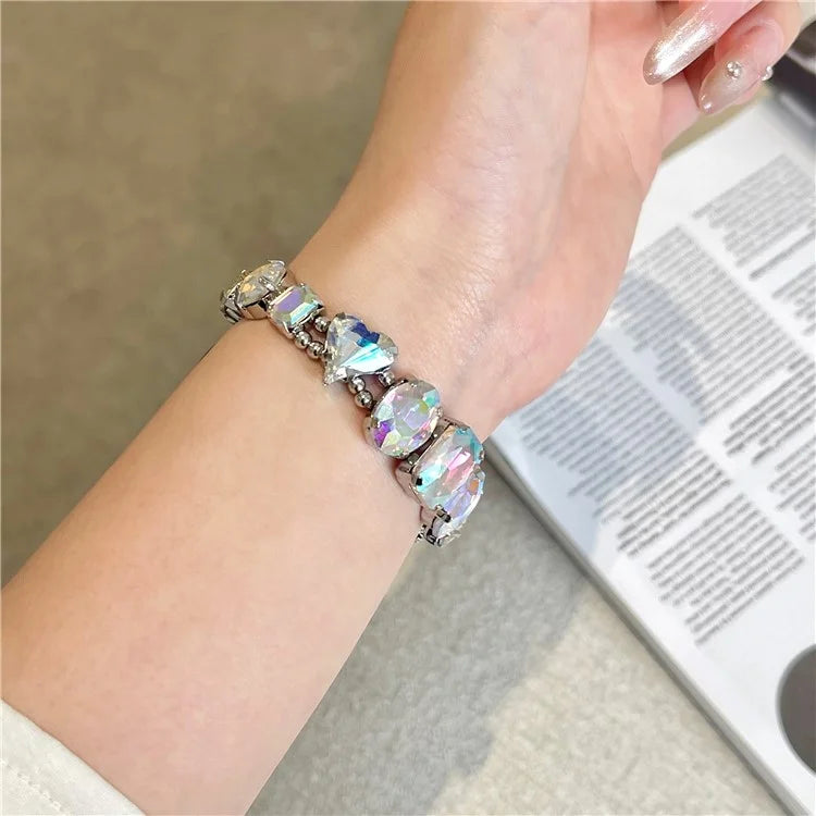 For Apple Watch Series 7 8 9 41mm / 6 5 4 SE (2022) SE (2023) SE 40mm / 3 2 1 38mm Glass Diamond Decor Watch Strap