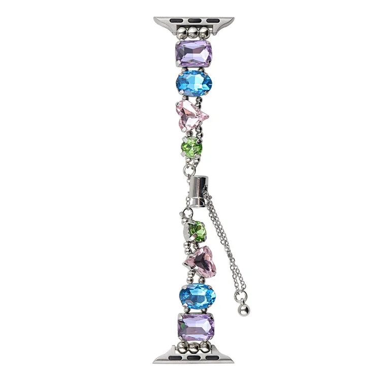 For Apple Watch Series 7 8 9 41mm / 6 5 4 SE (2022) SE (2023) SE 40mm / 3 2 1 38mm Glass Diamond Decor Watch Strap