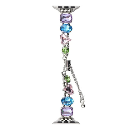 For Apple Watch Series 7 8 9 41mm / 6 5 4 SE (2022) SE (2023) SE 40mm / 3 2 1 38mm Glass Diamond Decor Watch Strap
