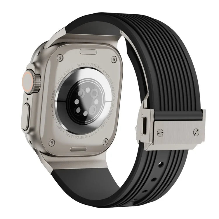 For Apple Watch Ultra 2 Ultra 49mm / 9 8 7 45mm / 6 5 4 SE (2022) SE (2023) SE 44mm / 3 2 1 42mm Silicone Watch Band with Buckle
