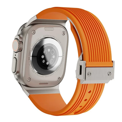 For Apple Watch Ultra 2 Ultra 49mm / 9 8 7 45mm / 6 5 4 SE (2022) SE (2023) SE 44mm / 3 2 1 42mm Silicone Watch Band with Buckle