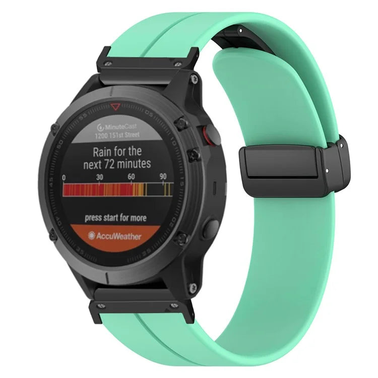 For Coros Vertix 2  /  Garmin Fenix 7X  /  6X  /  5X 26mm Watch Band Magnetic Buckle Silicone Strap