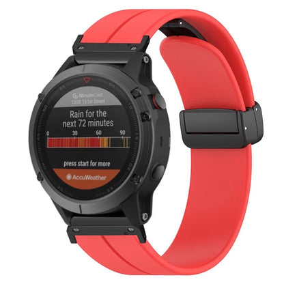 For Coros Vertix 2  /  Garmin Fenix 7X  /  6X  /  5X 26mm Watch Band Magnetic Buckle Silicone Strap